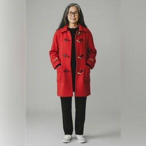 🇨🇦 Vintage Sears Red Wool Duffle Coat Made in Canada Size 10 Free Shipping